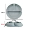 Baby Silicone Feeding Dishes Children Suction Plate Suction Sucker Bowl Wood Fork Spoon Set Toddler Training Tableware BPA Free