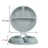 Baby Silicone Feeding Dishes Children Suction Plate Suction Sucker Bowl Wood Fork Spoon Set Toddler Training Tableware BPA Free
