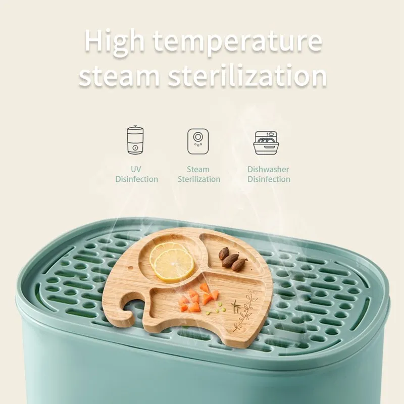 Baby Tableware Set Feeding Bowl Dinner Plate Cup Bibs Spoon Fork Bamboo Wooden Children's Feeding Dishes Sets BPA Free Non-Slip