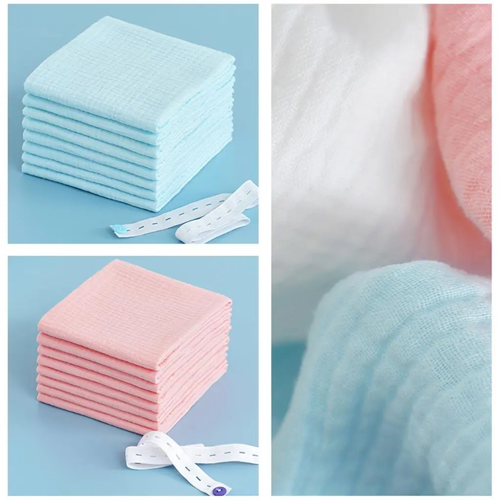 10PCS 100% Cotton Baby Gauze Diapers For Newborn Baby Nappy Changing 43x45cm Washable Reusable Double Layer Soft Baby Towels