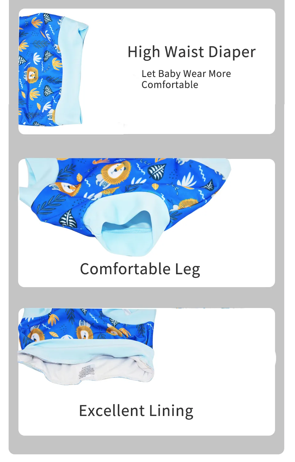 New Arrival Eezkoala Leakproof Swimming Diaper Newborn Baby High Waist Swim Nappies Washable Sunproof Baby Swimwear Cloth Nappys