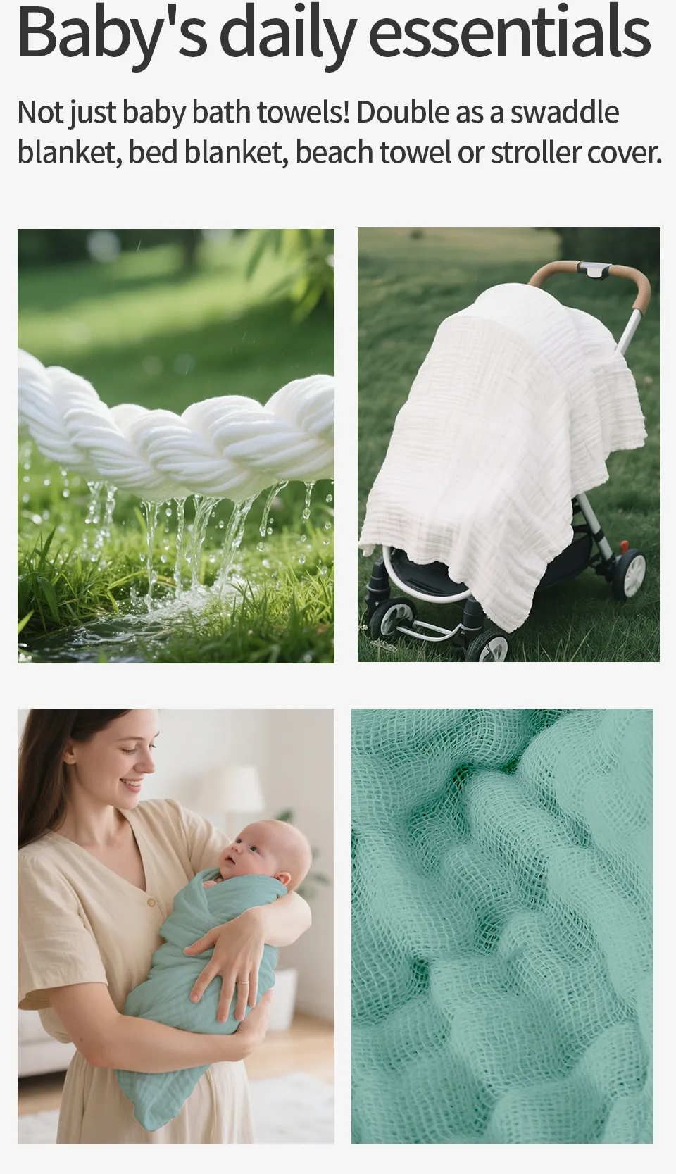 Elinfant 1PC Hooded Baby Towel Gentle Bath Towel With Hood,Bath Towels For Travel Pool Yoga Beach Accessories Essential Gift