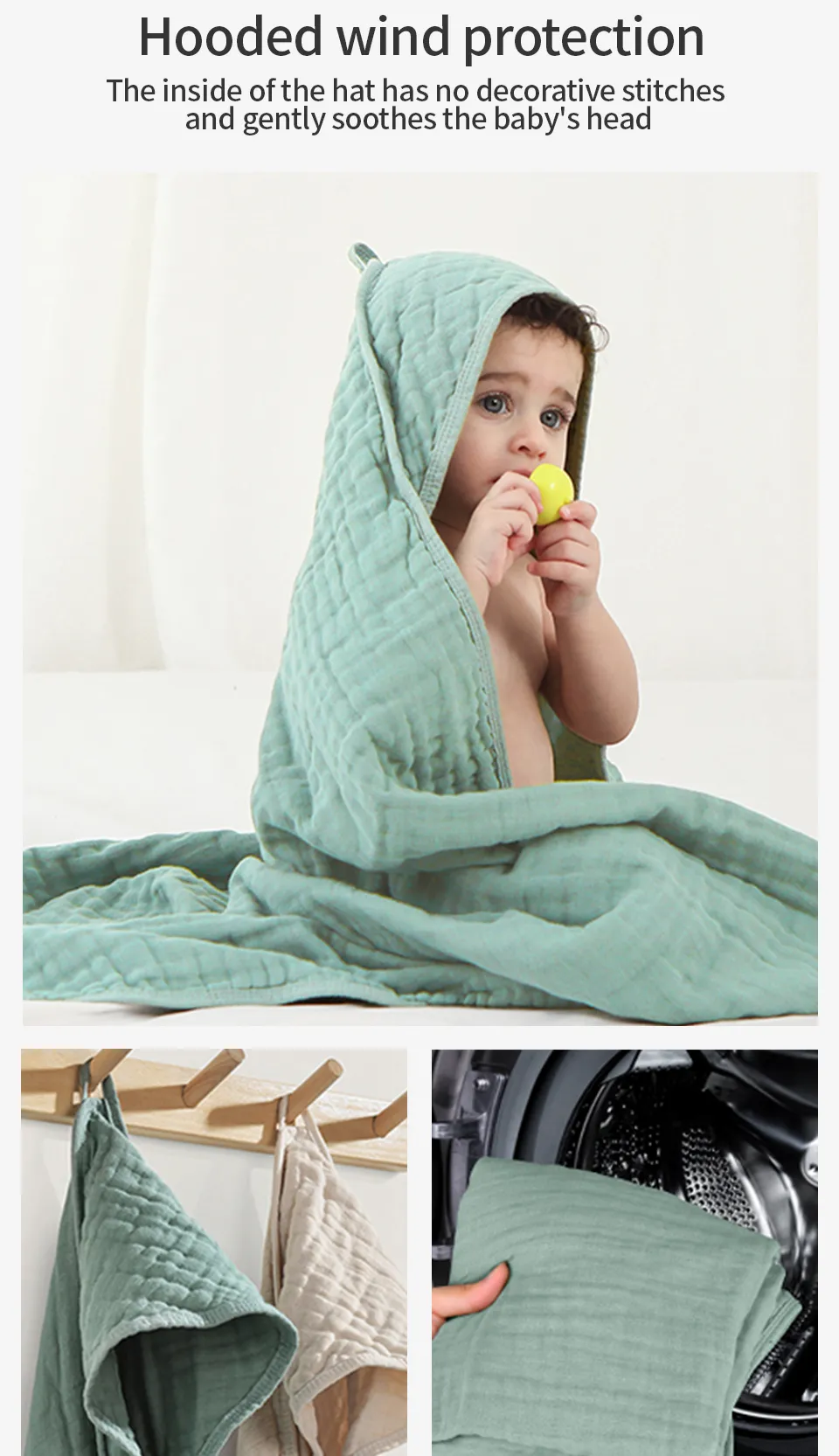 Elinfant 1PC Hooded Baby Towel Gentle Bath Towel With Hood,Bath Towels For Travel Pool Yoga Beach Accessories Essential Gift