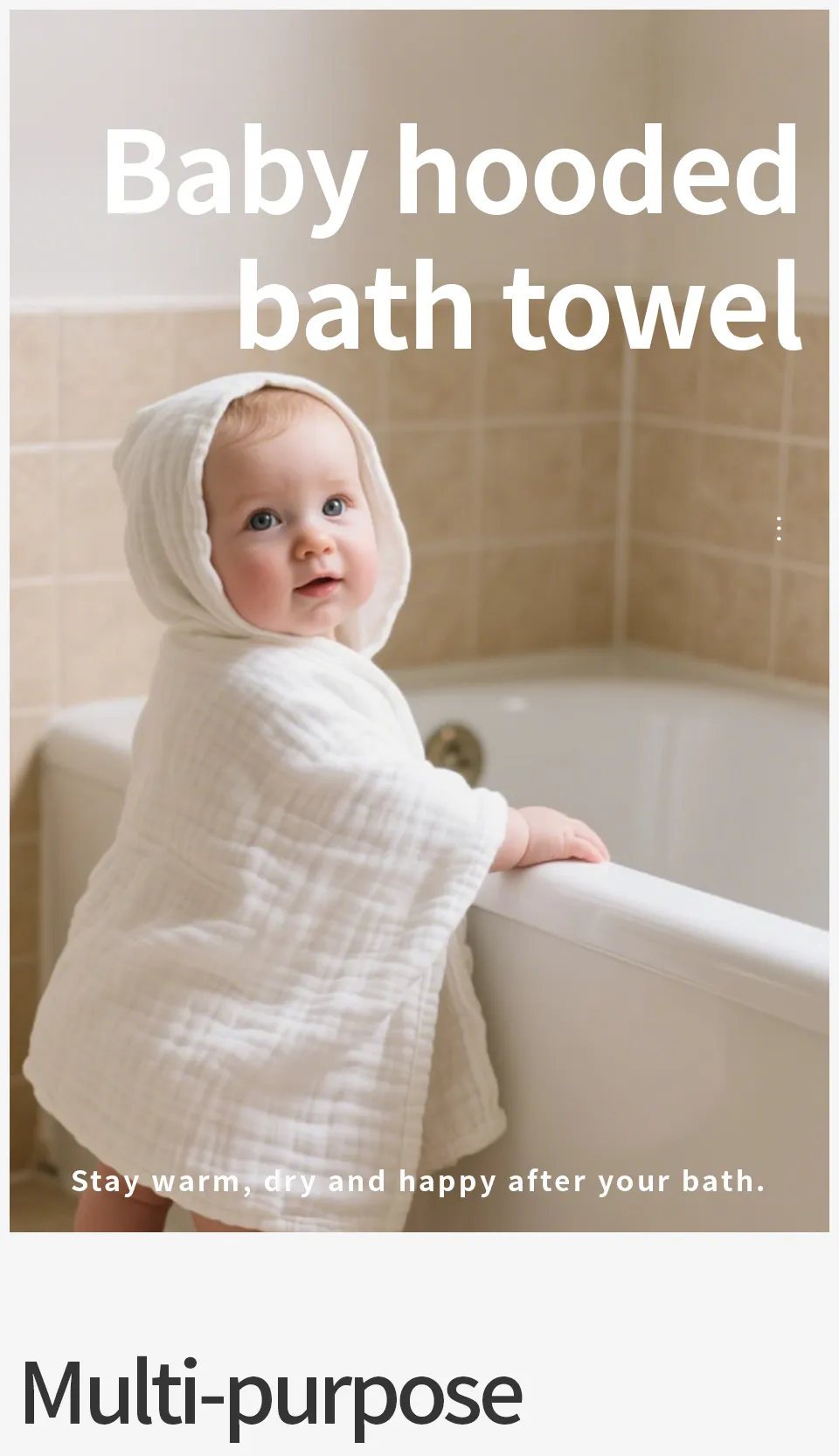 Elinfant 1PC Hooded Baby Towel Gentle Bath Towel With Hood,Bath Towels For Travel Pool Yoga Beach Accessories Essential Gift