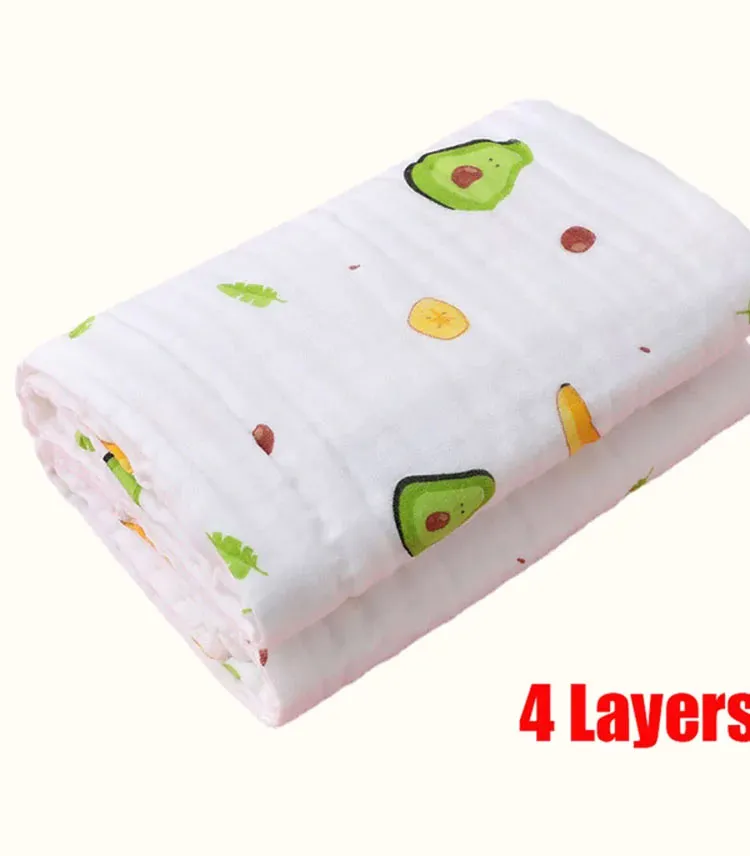 Baby Bath Towel Boy Girl Cotton Blanket For Newborn Bathrobe 4-Layer Gauze Washcloth Infant Swaddle