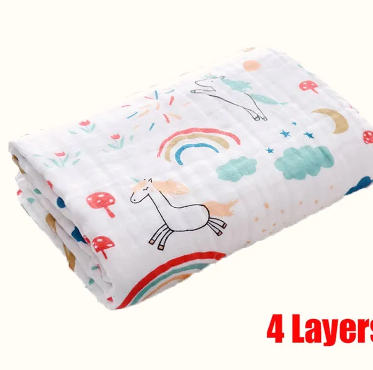 Baby Bath Towel Boy Girl Cotton Blanket For Newborn Bathrobe 4-Layer Gauze Washcloth Infant Swaddle