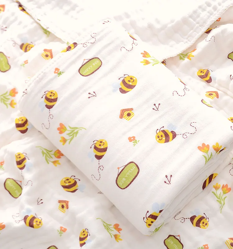 Baby Bath Towel Boy Girl Cotton Blanket For Newborn Bathrobe 4-Layer Gauze Washcloth Infant Swaddle