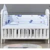 Newborn Solid Wood Crib, Movable Splicing Bed Multifunctional Baby Rocking Bed, Adjustable Guardrail Height, with Mosquito Net