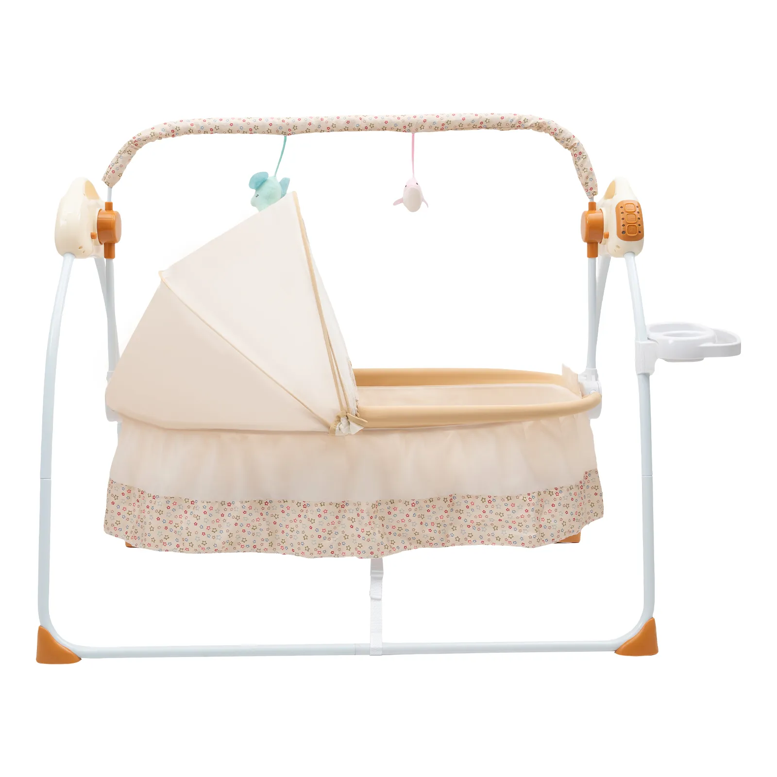 Electric Baby Crib Cradle, 0-18 MonthsInfant Bed Auto Swing with Remote Control/Music 25KG Capacity Foldable Baby Bassinet Khaki
