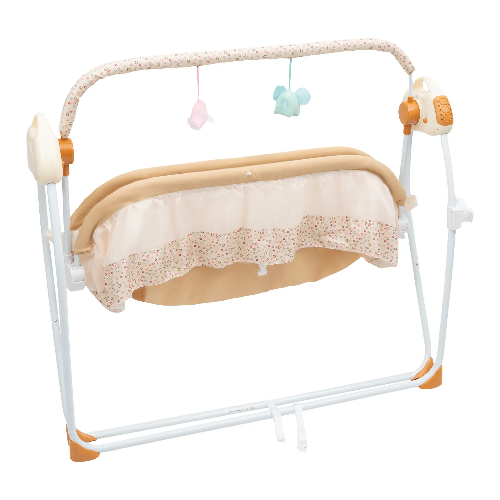 Electric Baby Crib Cradle, 0-18 MonthsInfant Bed Auto Swing with Remote Control/Music 25KG Capacity Foldable Baby Bassinet Khaki