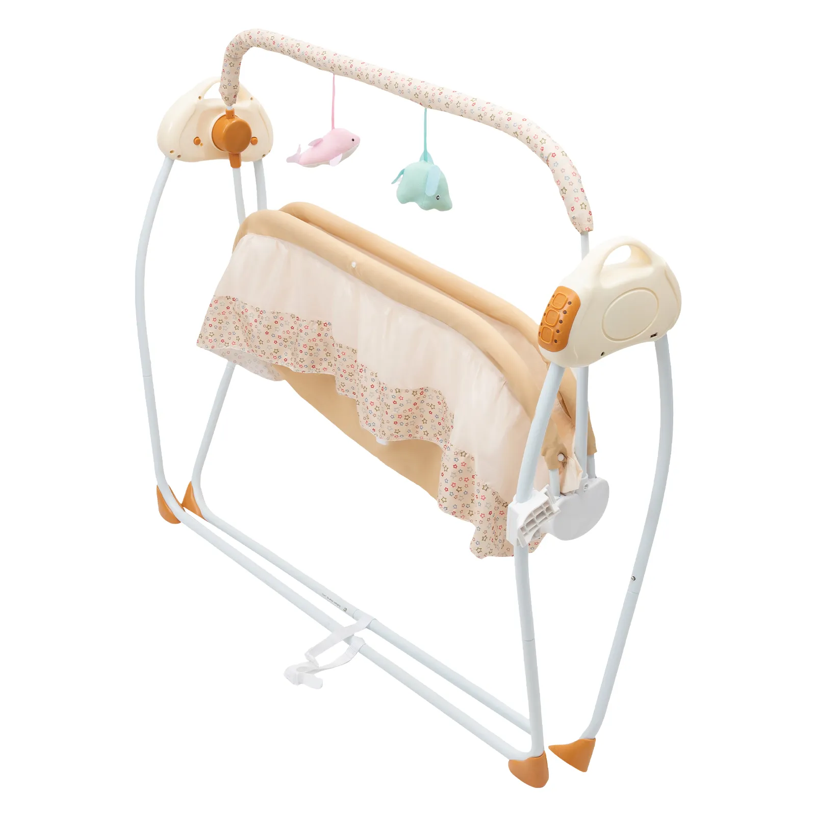 Electric Baby Crib Cradle, 0-18 MonthsInfant Bed Auto Swing with Remote Control/Music 25KG Capacity Foldable Baby Bassinet Khaki