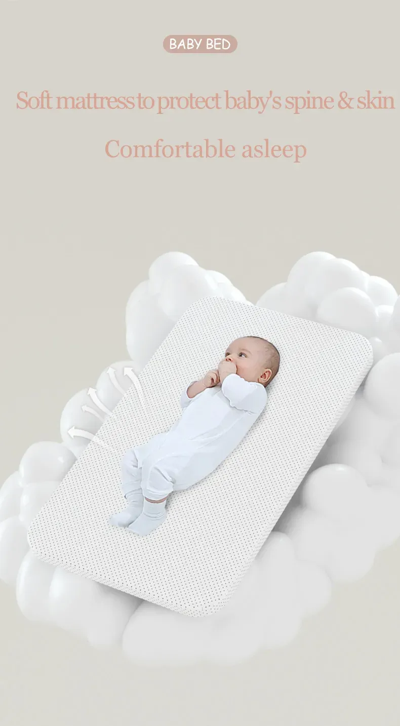 Baby bed Electric Baby Crib Cradle for baby cot newborn bassinet Movable Rocking Bed raised bed Portable Crib with Mosquito Net