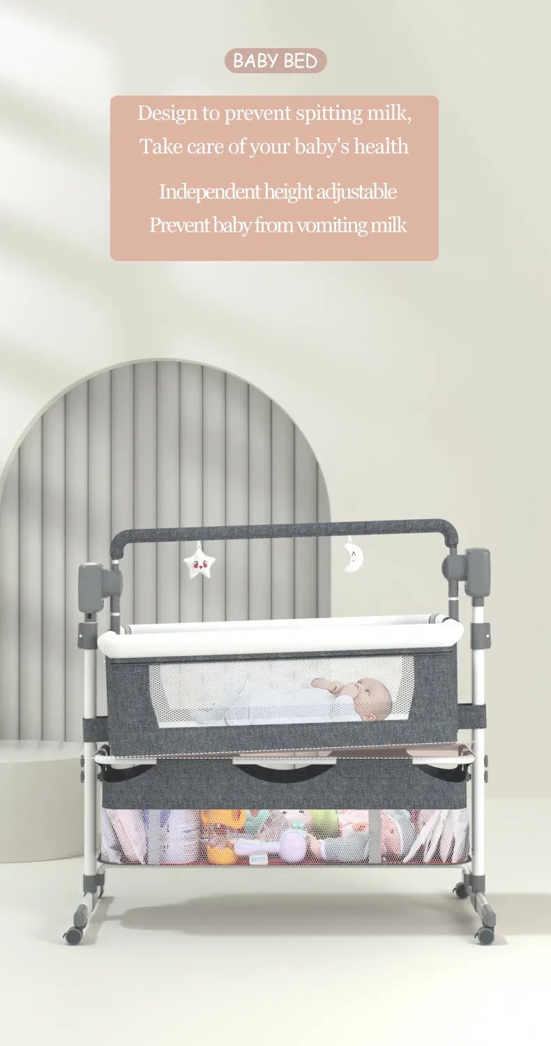 Baby bed Electric Baby Crib Cradle for baby cot newborn bassinet Movable Rocking Bed raised bed Portable Crib with Mosquito Net