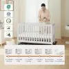 MAMAZING 11-In-1 Convertible Mini Cradle to Full Size Crib Removable Wheels 4 Adjustable Heights (WHITE)