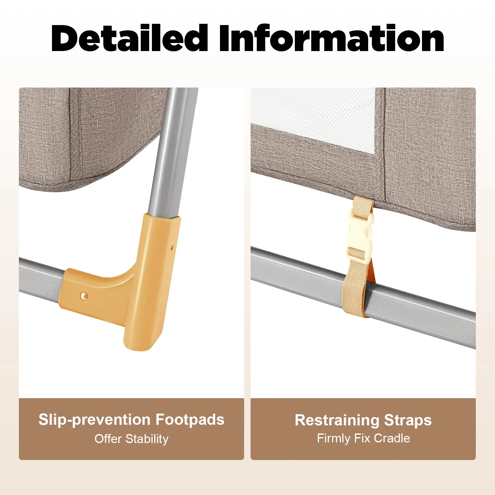 Gray/Khaki Electric Cradle Baby Swing Bed, Automatic Rocking Recliner Crib Basket, Music Remoter Control Sleeping Basket Cot