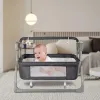 Gray/Khaki Electric Cradle Baby Swing Bed, Automatic Rocking Recliner Crib Basket, Music Remoter Control Sleeping Basket Cot