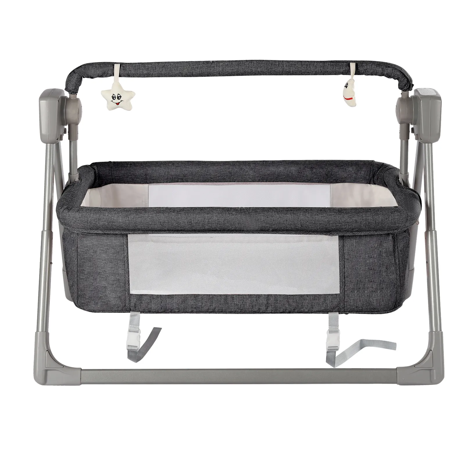 Gray/Khaki Electric Cradle Baby Swing Bed, Automatic Rocking Recliner Crib Basket, Music Remoter Control Sleeping Basket Cot