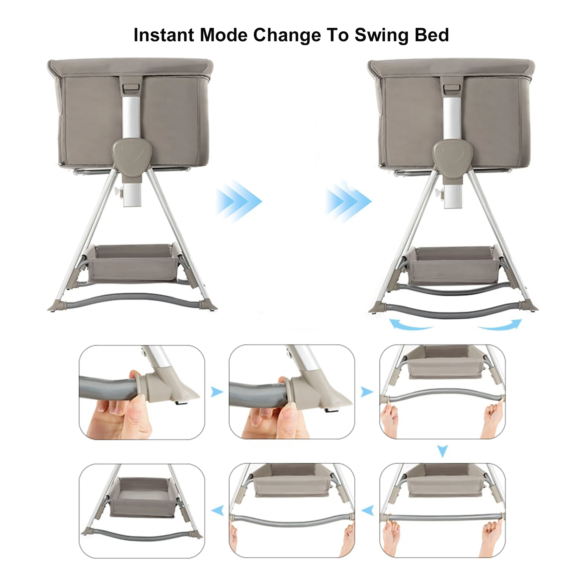 Rocking Crib Free Shipping Baby Beside Sleeper Pink Foldable Newborn Crib Portable Baby Bassinet Infant Co-sleeper 0-6M