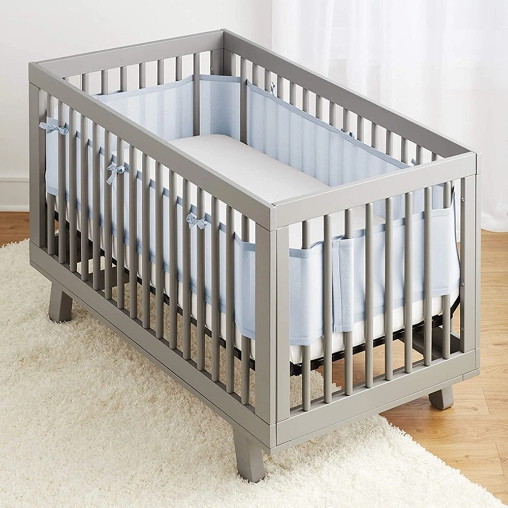 2PCS Multi Color Breathable Mesh Baby Bed Fence Cot Bumpers Crib Liner Fence  Child Room Decor Infant Knot