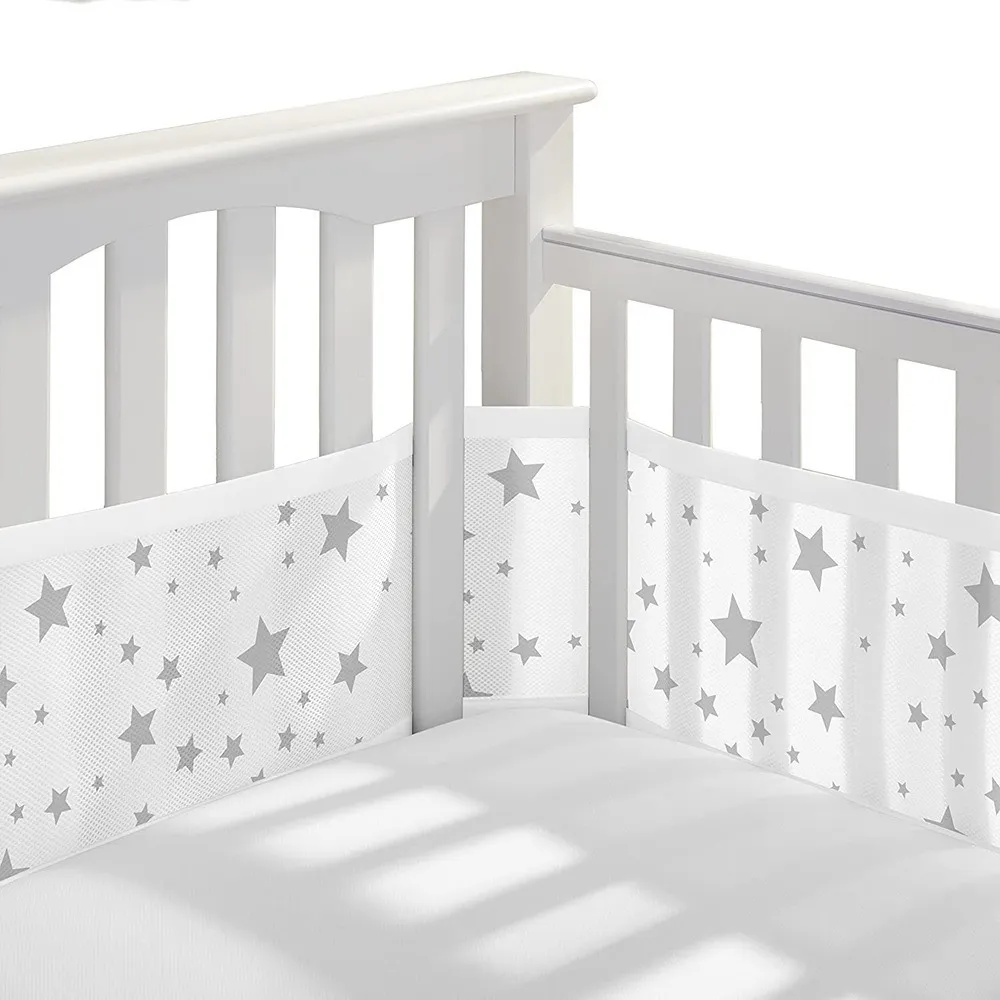 2PCS Multi Color Breathable Mesh Baby Bed Fence Cot Bumpers Crib Liner Fence Child Room Decor Infant Knot