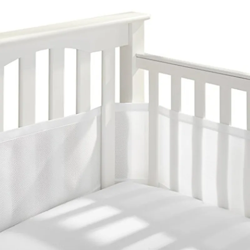Mesh Crib Soild Color Breathable Bed Crib Bumper Grey Liner For Standard Baby Crib Full-Size Wieg Ademend Mesh Bed Bumper