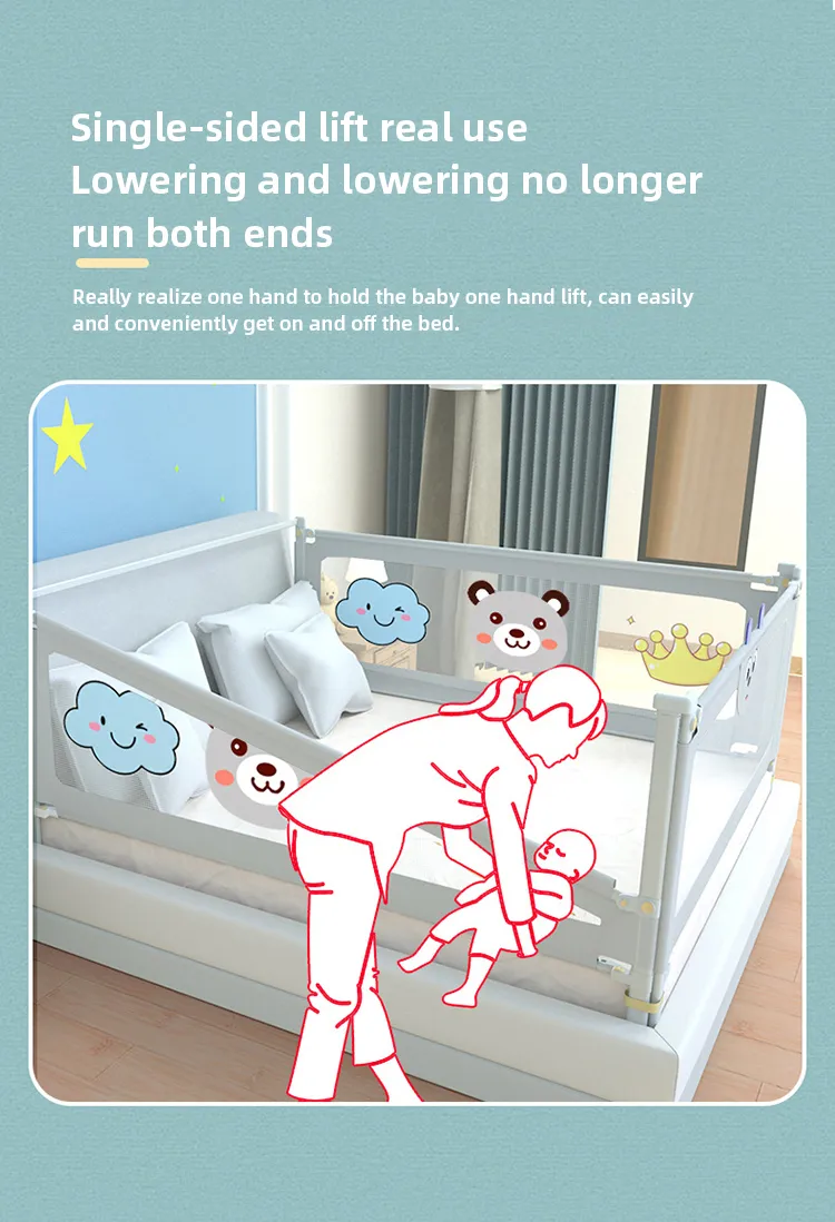 IMBABY Adjustable Baby Bed Rail Anti Fall Safety Barrier for Toddler Cribs Beds Portable Bedside Protector Secure Easy Install