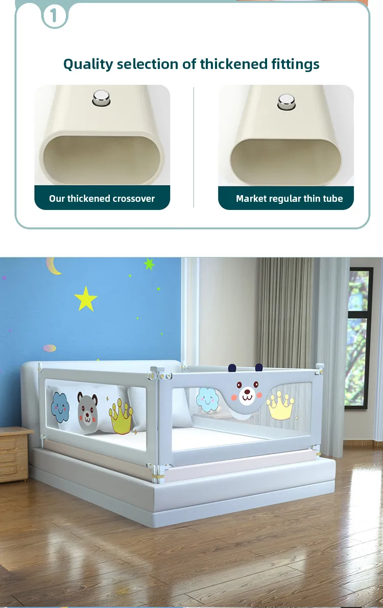 IMBABY Adjustable Baby Bed Rail Anti Fall Safety Barrier for Toddler Cribs Beds Portable Bedside Protector Secure Easy Install