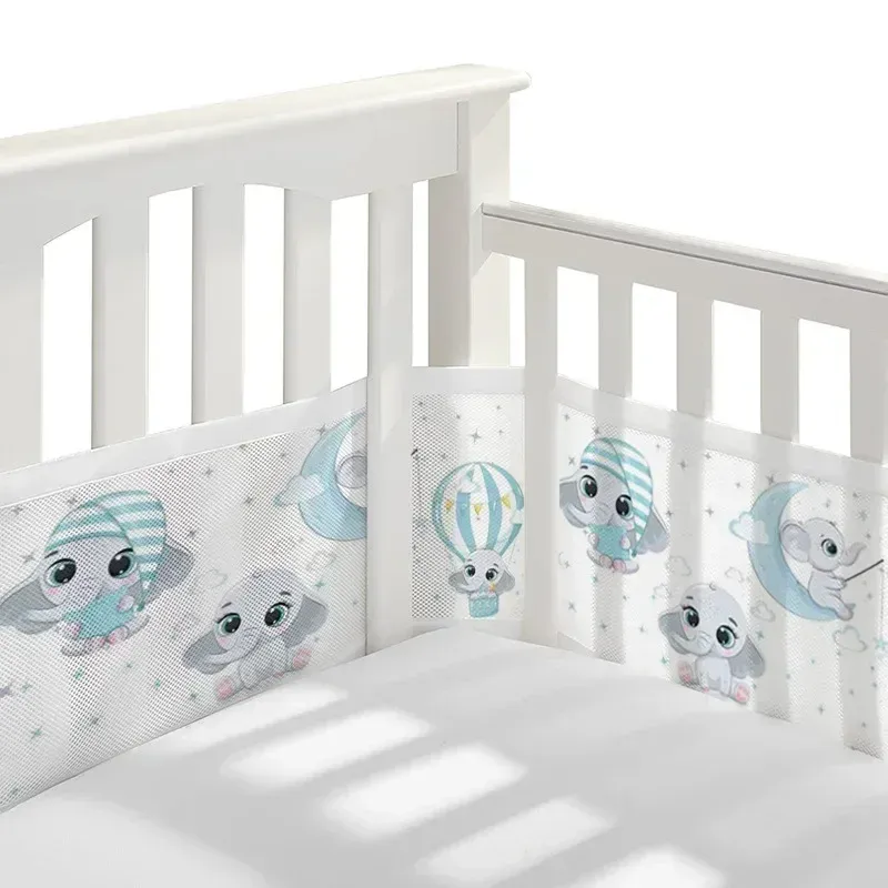 Baby Breathable mesh bed liner fits 4 panel crib sandwich breathable bed around baby fence