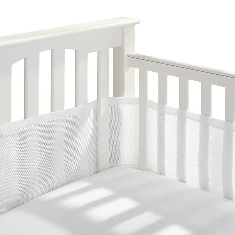 Baby Breathable mesh bed liner fits 4 panel crib sandwich breathable bed around baby fence