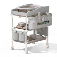 6-in-1 Portable Baby Care Station - Foldable Changing Table with Removable Bath Tub, Massage Mat & Storage Organizer