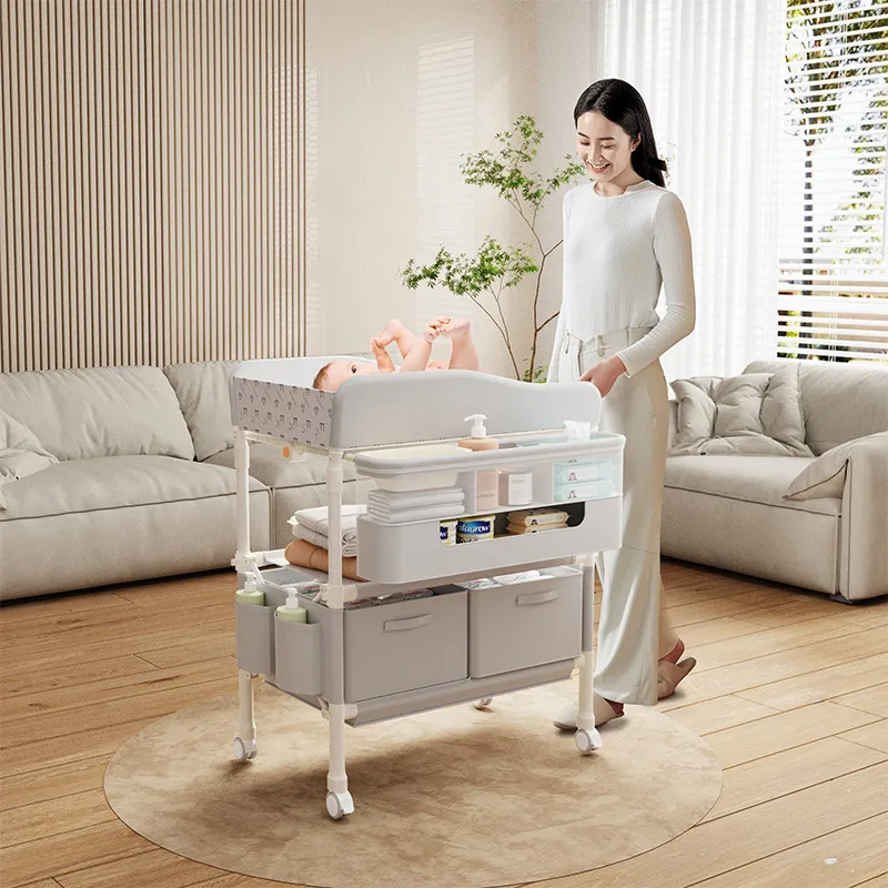 6-in-1 Portable Baby Care Station - Foldable Changing Table with Removable Bath Tub, Massage Mat & Storage Organizer