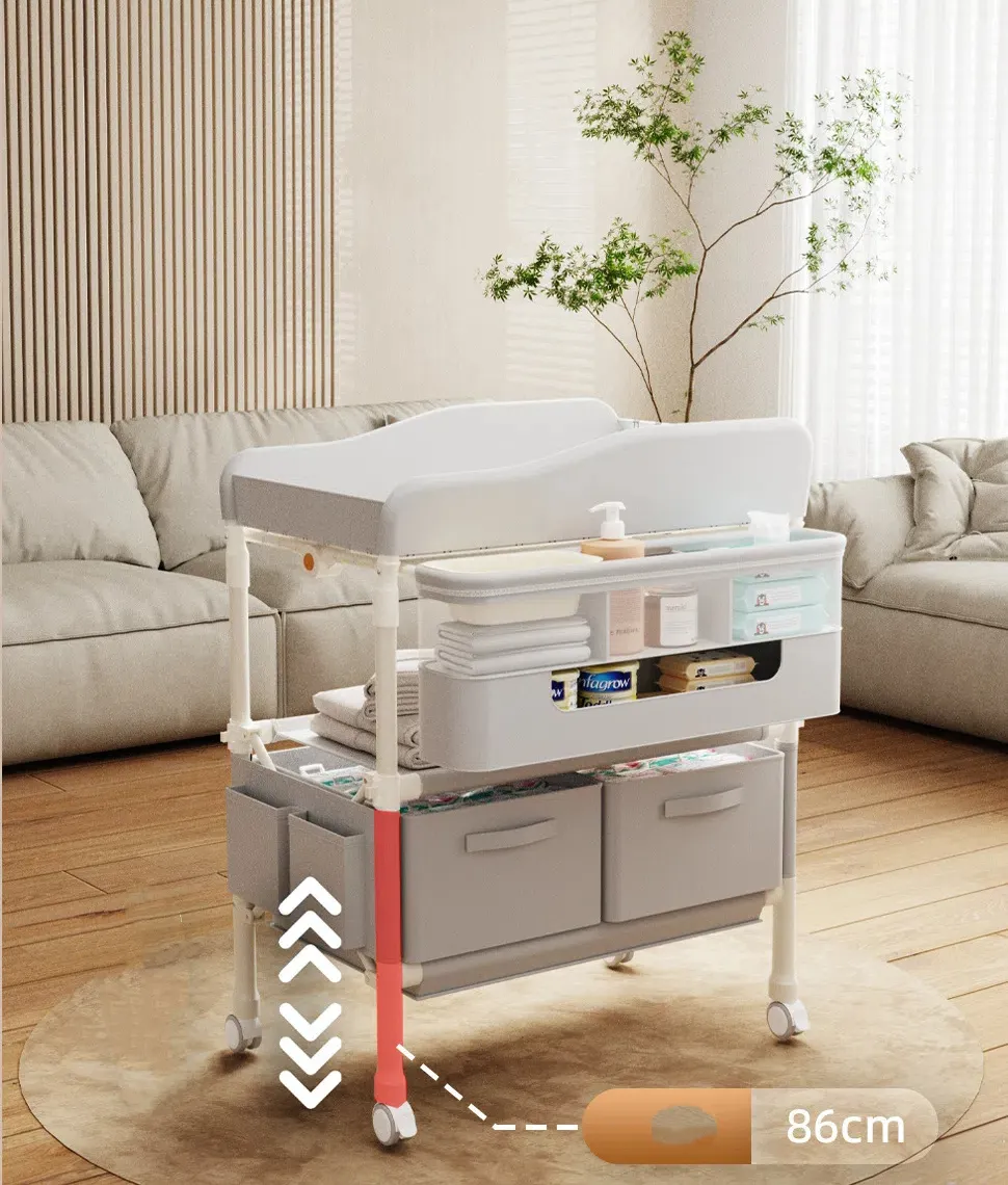 6-in-1 Portable Baby Care Station - Foldable Changing Table with Removable Bath Tub, Massage Mat & Storage Organizer