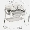 Baby Changing Table with Bathtub 2 in 1 Portable Foldable Infant Diaper Changing Table with Storage Tray 2 Wheels Anti-rollover