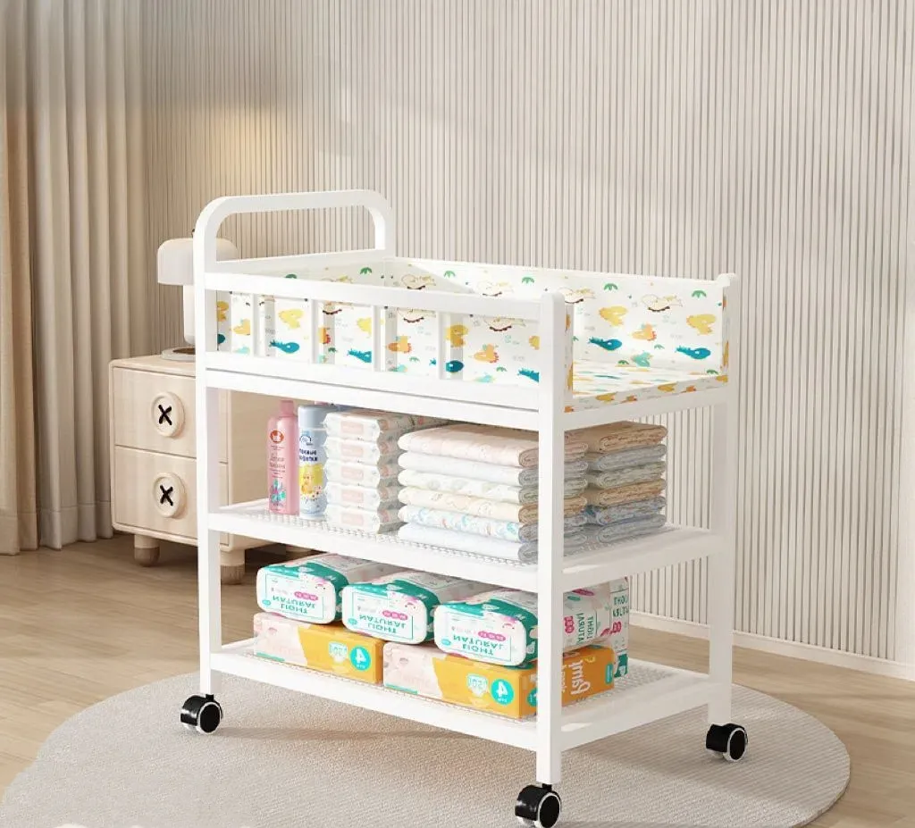 7-in-1 Deluxe Baby Care Station - Adjustable Height Changing Table with Removable Bath Tub