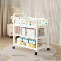 7-in-1 Deluxe Baby Care Station - Adjustable Height Changing Table with Removable Bath Tub