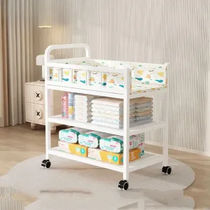 7-in-1 Deluxe Baby Care Station - Adjustable Height Changing Table with Removable Bath Tub