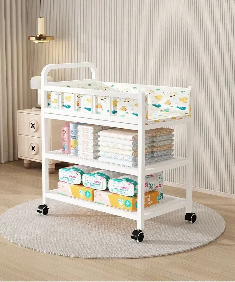 7-in-1 Deluxe Baby Care Station - Adjustable Height Changing Table with Removable Bath Tub