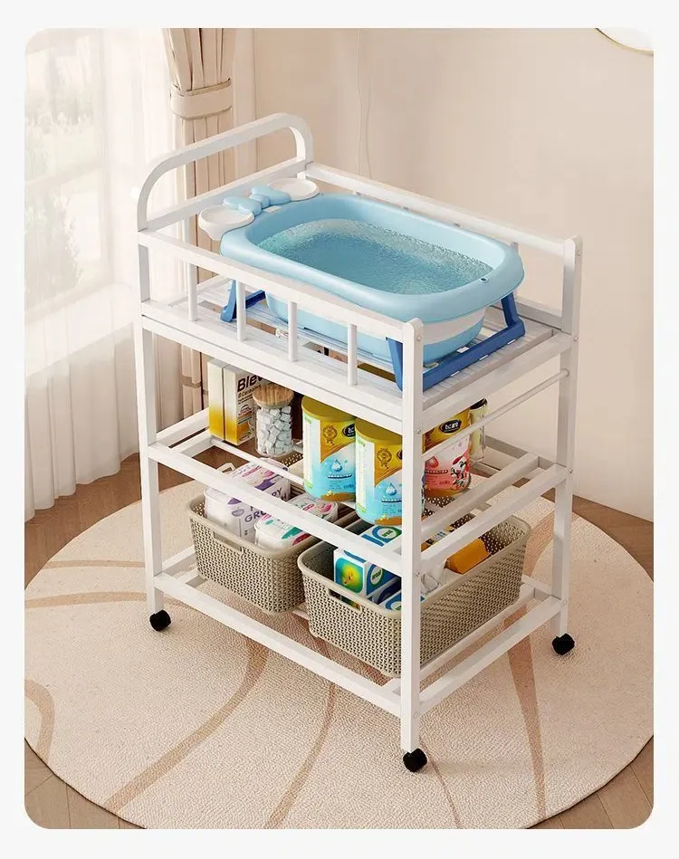 7-in-1 Deluxe Baby Care Station - Adjustable Height Changing Table with Removable Bath Tub