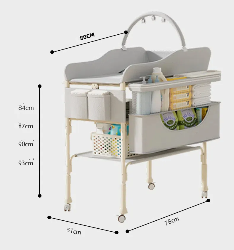 5-in-1 Foldable Baby Care Station - Deluxe Changing Table with Removable Bath Tub, Massage Mat & Storage Organizer