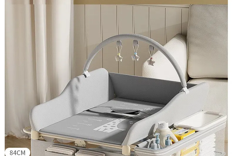 5-in-1 Foldable Baby Care Station - Deluxe Changing Table with Removable Bath Tub, Massage Mat & Storage Organizer
