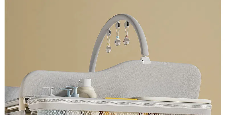 5-in-1 Foldable Baby Care Station - Deluxe Changing Table with Removable Bath Tub, Massage Mat & Storage Organizer