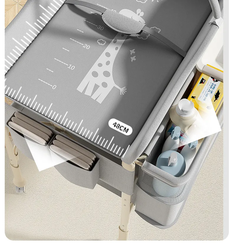 5-in-1 Foldable Baby Care Station - Deluxe Changing Table with Removable Bath Tub, Massage Mat & Storage Organizer
