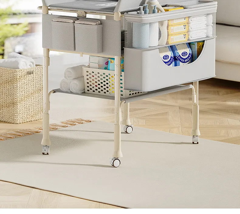5-in-1 Foldable Baby Care Station - Deluxe Changing Table with Removable Bath Tub, Massage Mat & Storage Organizer