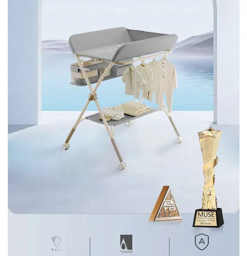 6-in-1 Adjustable Baby Care Station - Height-Adjustable Changing Table, Foldable Massage & Bathing Platform