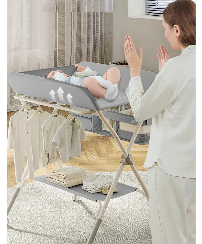 6-in-1 Adjustable Baby Care Station - Height-Adjustable Changing Table, Foldable Massage & Bathing Platform