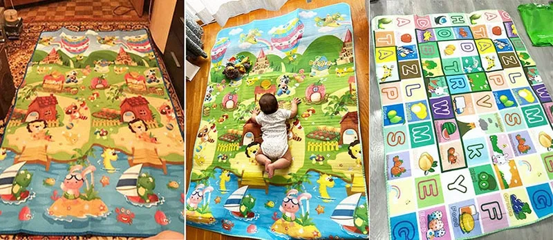 Baby Play Mat Doubel Sided Animals Kids Rug Educational Toys for Children Soft Floor Toddler Crawling Carpet Game Activity Gym