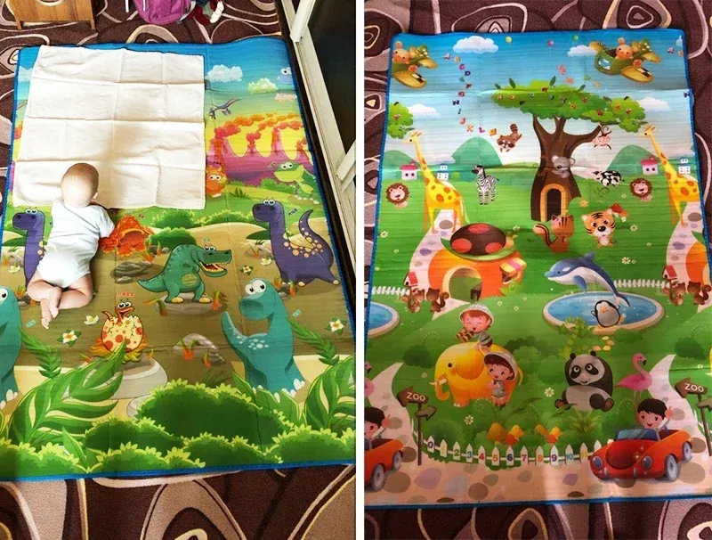Double Sided Baby Play Mat Dinosaur Printed Toys for Children Carpet Soft Floor Kids Rugs Game Gym Activity 180*120*0.3cm