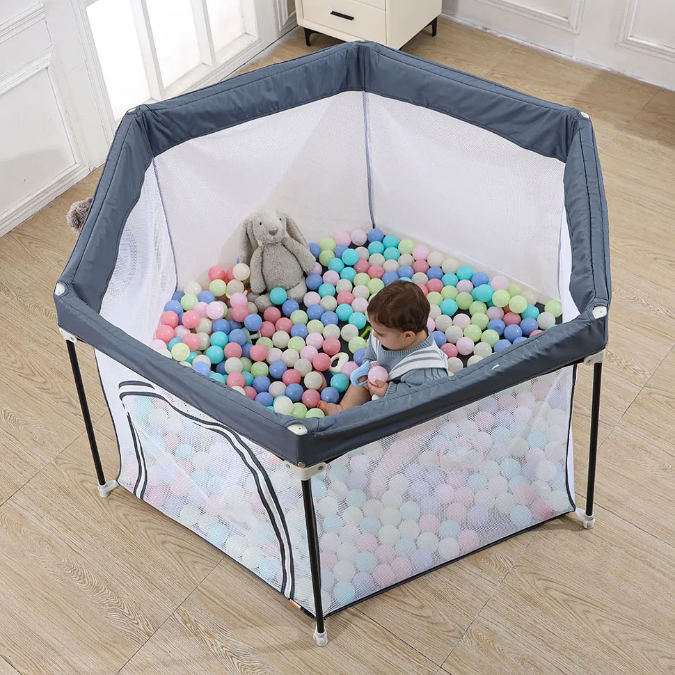 UBRAVOO Baby Playpen, Foldable Hexagon, Upgraded Sturdy Safety Playyard for Toddlers,Soft Breathable Mesh,Outdoor&Indoor,HEXA606