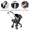 Foldable baby stroller, metal frame, adjustable handle direction, with sunshade, very suitable for outdoor shopping