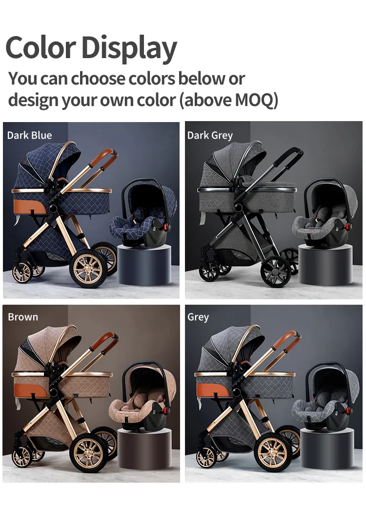 3in1 baby stroller multifunctional luxury baby stroller two-way seated and sleeping baby stroller, newborn travel baby stroller